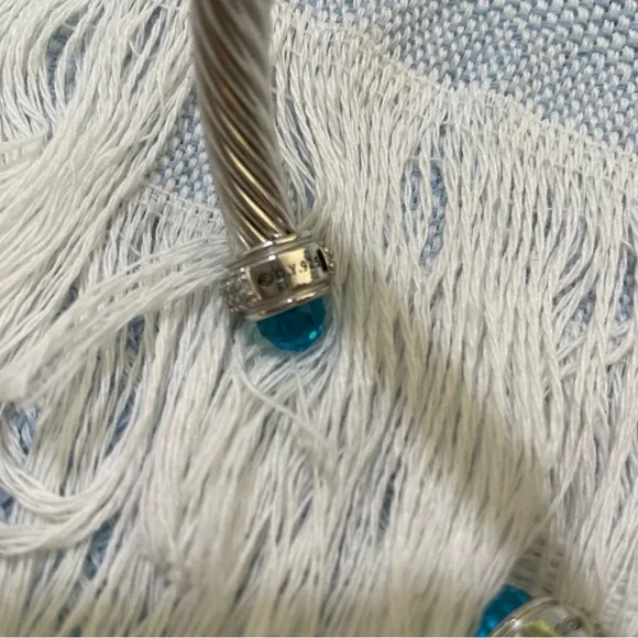 David Yurman Sterling Silver Diamond Bangle Size 7 - Picture 6 of 7